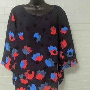 Boden like new blouse 12 blue red viscose